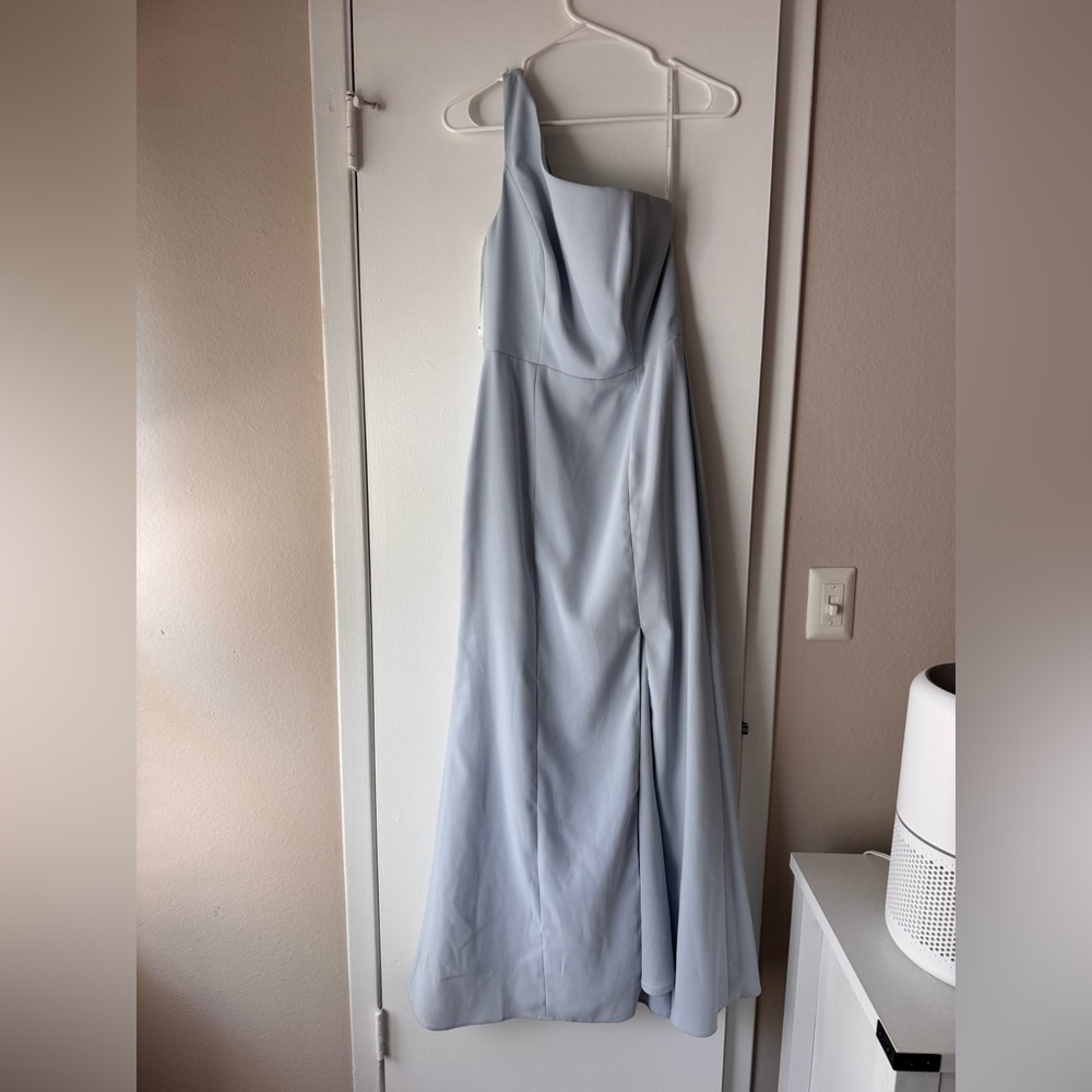 BELLA Baby Blue One-Shoulder Sleeveless Gown